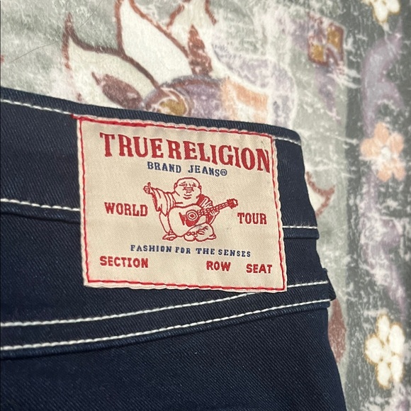 Elegant Navy Blue Flare & Wide Leg Jeans - Picture 4 of 5